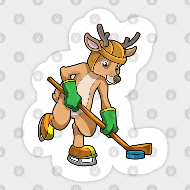 Reindeer at Ice hockey with Ice hockey stick Sticker by Markus Schnabel